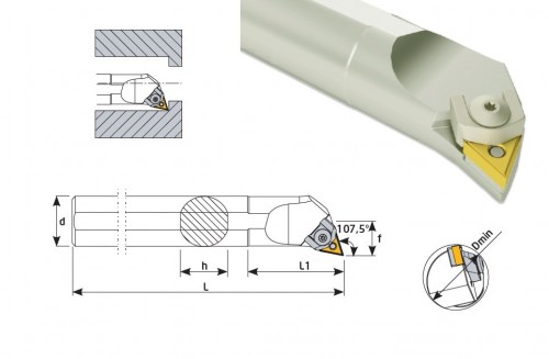 Soustružnické nože MTQNL 107,5° na destičky TNMG/TNMA/TNMM bez CHLAZENÍ - LEVÉ PROVEDENÍ