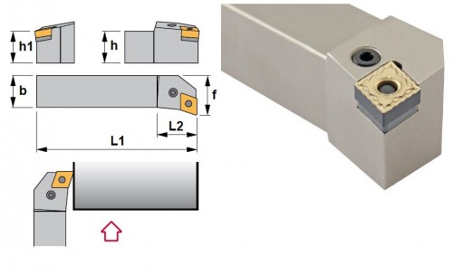 Soustružnické nože PCFNL 90° na destičky CNMG/CNMA/CNMM bez CHLAZENÍ - LEVÉ PROVEDENÍ