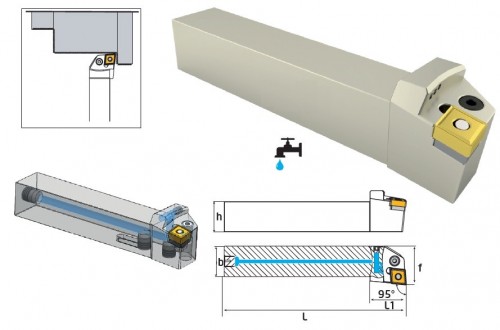 Soustružnické nože PCLNL 95° na destičky CNMG/CNMA/CNMM s CHLAZENÍM - LEVÉ PROVEDENÍ