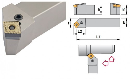 Soustružnické nože PCSNR 45° na destičky CNMG/CNMA/CNMM bez CHLAZENÍ - PRAVÉ PROVEDENÍ