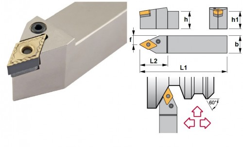 Soustružnické nože PDNNR 63° na destičky DNMG/DNMA/DNMM bez CHLAZENÍ - PRAVÉ PROVEDENÍ
