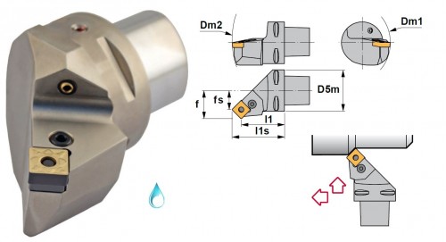 Soustružnické nože PSSNR 45° na destičky SNMG/SNMA/SNMM s CHLAZENÍM - PRAVÉ PROVEDENÍ