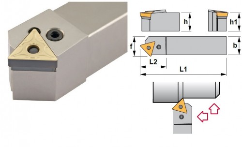 Soustružnické nože PTDNR 45° na destičky TNMG/TNMA/TNMM bez CHLAZENÍ - PRAVÉ PROVEDENÍ