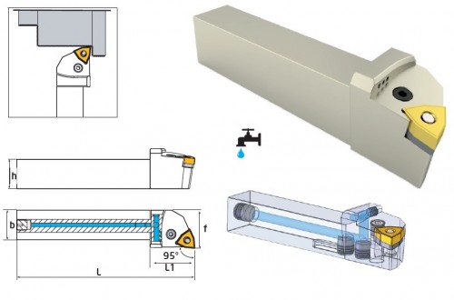 Soustružnické nože PWLNL 95° na destičky WNMG/WNMA s CHLAZENÍM - LEVÉ PROVEDENÍ