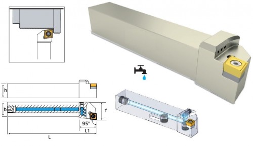 Soustružnické nože SCLCR 95° na destičky CCMT/CCGT/CCGX s CHLAZENÍM - LEVÉ PROVEDENÍ