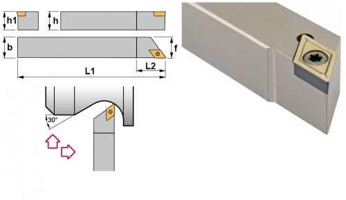 Soustružnické nože SDACL 90° na destičky DCMT/DCGT/DCGX/DCMW bez CHLAZENÍ - SWISS AUTOMATIC (ŠVÝCARSKÉ AUTOMATY) - LEVÉ PROVEDENÍ