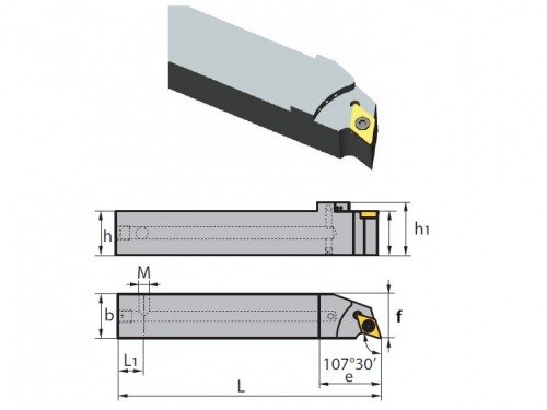 Soustružnické nože SDHCL 107,5° na destičky DCMT/DCGT/DCGX/DCMW s CHLAZENÍM - SWISS AUTOMATIC (ŠVÝCARSKÉ AUTOMATY) - LEVÉ PROVEDENÍ