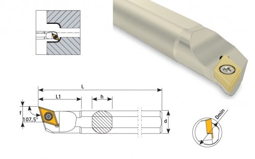 Soustružnické nože SDQCL 107,5° na destičky DCMT/DCGT/DCGX bez CHLAZENÍ - LEVÉ PROVEDENÍ