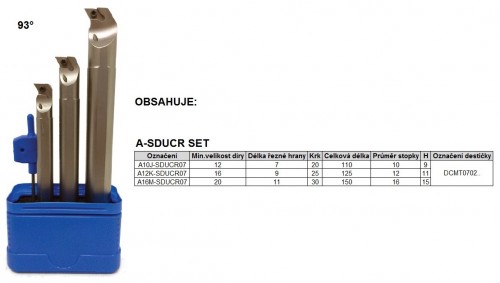 Soustružnické nože SDUCR 93° na destičky DCMT/DCG.. S CHLAZENÍM - PRAVÉ PROVEDENÍ