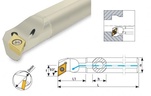 Soustružnické nože SDUCR 93° na destičky DCMT/DCGT/DCGX s CHLAZENÍM - PRAVÉ PROVEDENÍ