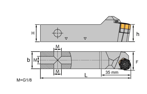 Soustružnické nože SOXNL 23° na destičky ONMX0505 s CHLAZENÍM - LEVÉ PROVEDENÍ