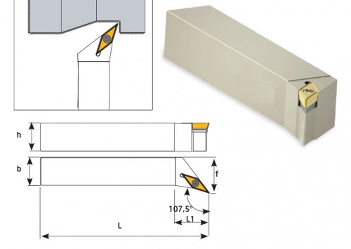 Soustružnické nože SVHBL 107,5° na destičky VBMT.. bez CHLAZENÍ - LEVÉ PROVEDENÍ