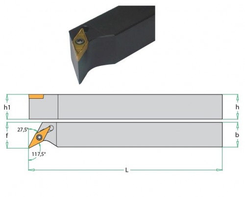 Soustružnické nože SVPCR 117,5° na destičky VCMT/VCGT/VCGX/VCMW bez CHLAZENÍ - SWISS AUTOMATIC (ŠVÝCARSKÉ AUTOMATY) - PRAVÉ PROVEDENÍ