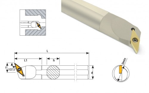 Soustružnické nože SVQBL 107,5° na destičky VBMT.. bez CHLAZENÍ - LEVÉ PROVEDENÍ