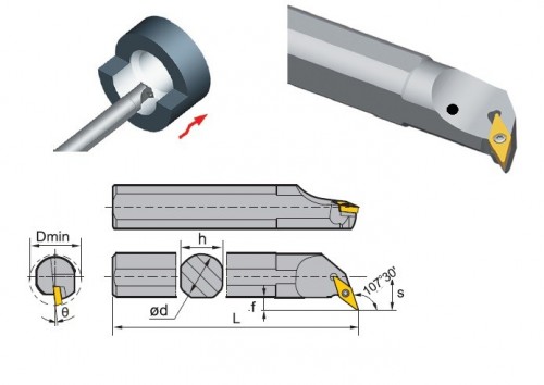 Soustružnické nože SVQBL 107,5° na destičky VBMT.. s CHLAZENÍM - LEVÉ PROVEDENÍ
