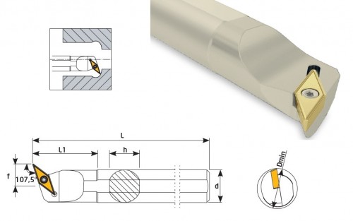 Soustružnické nože SVQCL 107,5° na destičky VCMT/VCGT/VCGX bez CHLAZENÍ - LEVÉ PROVEDENÍ