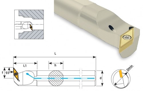 Soustružnické nože SVUBL 93° na destičky VBMT.. s CHLAZENÍM - LEVÉ PROVEDENÍ