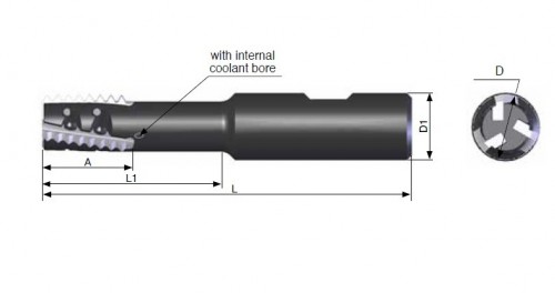 Spirálové závitové stopkové frézy s chlazením