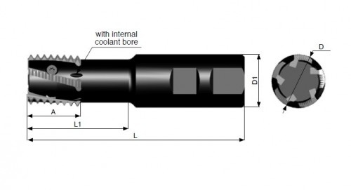 Spirálové závitové stopkové frézy s chlazením