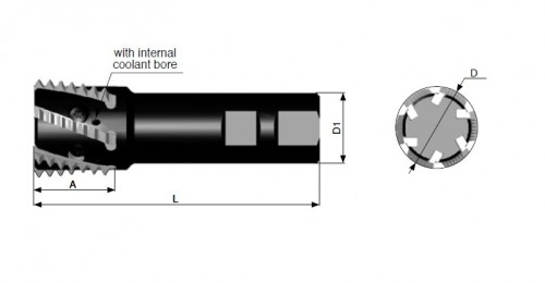 Spirálové závitové stopkové frézy s chlazením