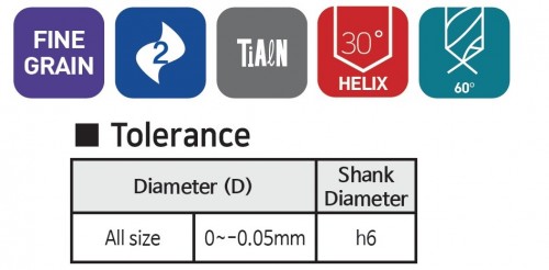 Středicí a srážecí 2-břitá tvrdokovová fréza - 60° Středicí a srážecí 2-břitá tvrdokovová fréza - 60°