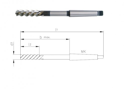 Strojní HSSE výstružníky kroucené s MORSE STOPKOU - H7 DIN208C