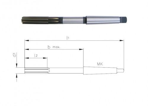 Strojní HSSE výstružníky s přímými drážkami s MORSE STOPKOU - H7 DIN208