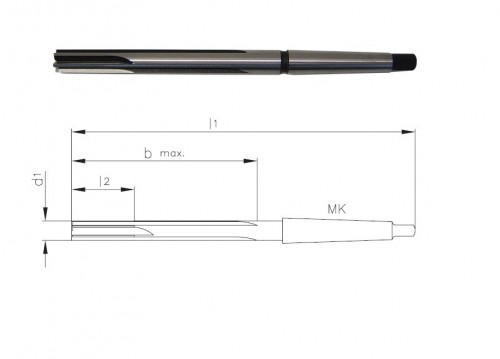 Strojní HSSE výstružníky s přímými drážkami s MORSE STOPKOU - H7 DIN208