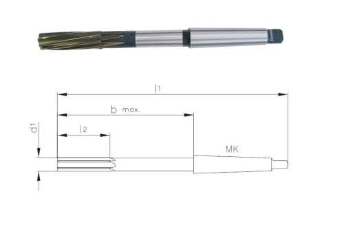 Strojní HSSE výstružníky se spirálovými drážkami s MORSE STOPKOU - H7 DIN208