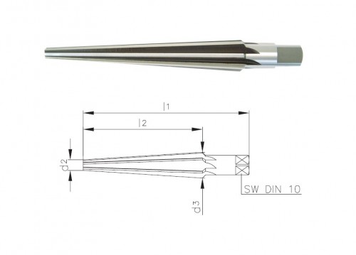 Strojní HSS kuželové výstružníky 1:10 s přímými drážkami