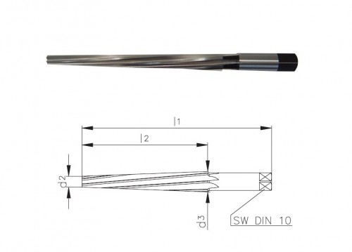 Strojní HSS kuželové výstružníky 1:20 se spirálovými drážkami