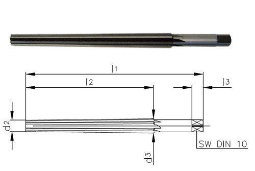 Strojní HSS kuželové výstružníky 1:48 s přímými drážkami (1/4":12")