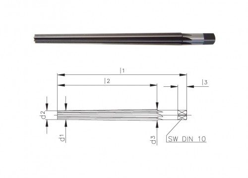 Strojní HSS kuželové výstružníky 1:50 s přímými drážkami - DIN9