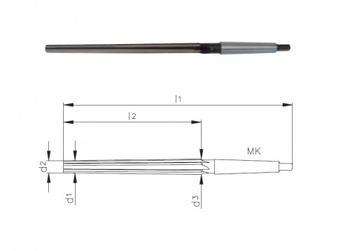 Strojní HSS kuželové výstružníky 1:50 s přímými drážkami s MORSE STOPKOU - DIN9