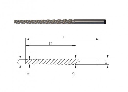 Strojní HSS kuželové výstružníky 1:50 se spirálovými drážkami - DIN2179, tolerance stopky = h9