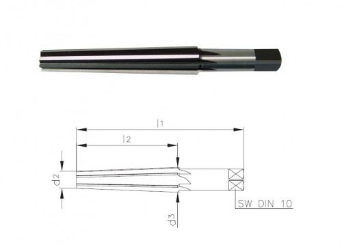 Strojní HSS kuželové výstružníky s přímými drážkami DIN204