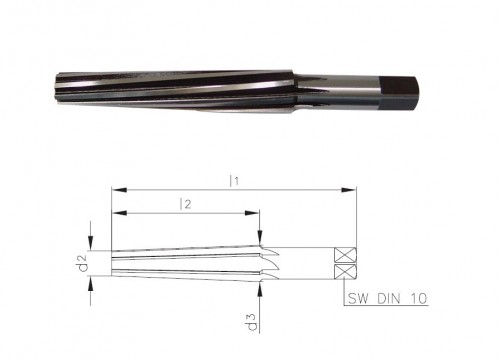 Strojní HSS kuželové výstružníky se spirálovými drážkami DIN204