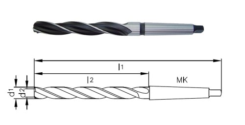 Strojní HSS výstružníky kroucené s MORSE STOPKOU - h8 DIN343