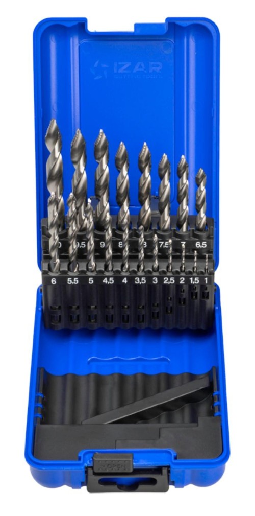 Stupňovité vrtáky HSS 118° pro ruční vrtačky DIN338N v sadě 19 KS (ROZSAH 1-10 PO 0,5 MM) - h8