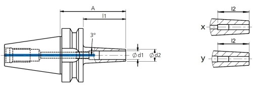 TEPELNÉ UPÍNAČE 3° BT JIS B 6339 (MAS403BT) - EXTRA ÚZKÉ PROVEDENÍ