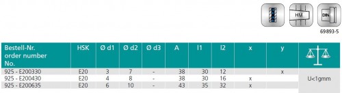 TEPELNÉ UPÍNAČE 3° HSK-E DIN69893 - EXTRA ÚZKÉ PROVEDENÍ