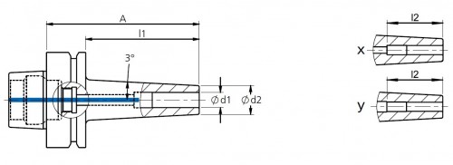 TEPELNÉ UPÍNAČE 3° HSK-F DIN69893  - ÚZKÉ PROVEDENÍ SE ZÁVITEM PRO CHLADICÍ TRUBIČKY