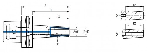 TEPELNÉ UPÍNAČE 3° PSC S POLYGONÁLNÍ STOPKOU ISO26623-1 - ÚZKÉ PROVEDENÍ SE TŘEMI CHLADÍCÍMI KANÁLKY PRŮMĚR 1MM