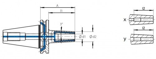 TEPELNÉ UPÍNAČE 3° SK DIN69871 - ÚZKÉ PROVEDENÍ SE TŘEMI CHLADÍCÍMI KANÁLKY PRŮMĚR 1MM