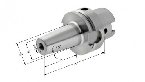 TEPELNÉ UPÍNAČE 4,5° HSK-A DIN69893 - OBSAHUJE DÉLKOVĚ STAVITELNÝ ŠROUB