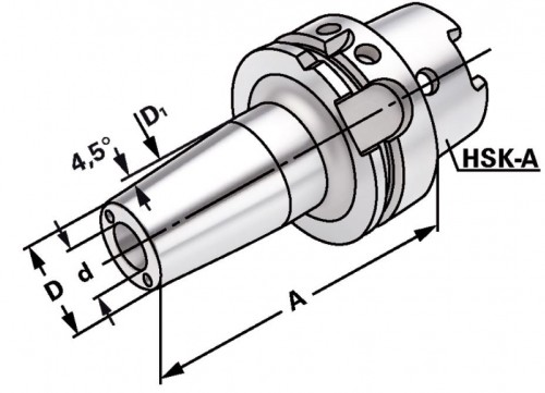 TEPELNÉ UPÍNAČE 4,5° HSK-A DIN69893 S CHLAZENÍM