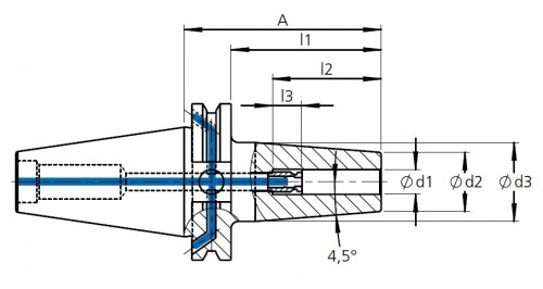 TEPELNÉ UPÍNAČE 4,5° SK DIN69871 - OBSAHUJE DÉLKOVĚ STAVITELNÝ ŠROUB