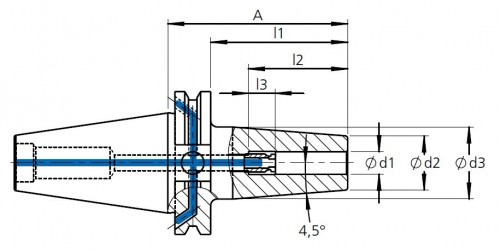 TEPELNÉ UPÍNAČE 4,5° SK DIN69871 AD/B- OBSAHUJE DÉLKOVĚ STAVITELNÝ ŠROUB
