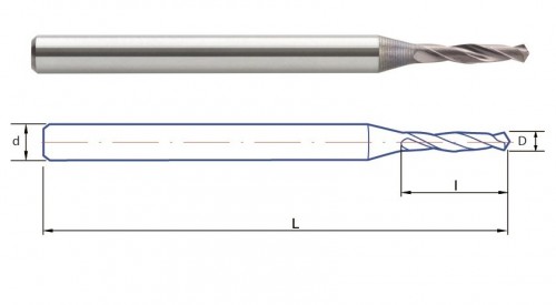 TVRDOKOVOVÉ MIKRO VRTÁKY 3XD BEZ VNITŘNÍHO CHLAZENÍ