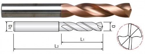 TVRDOKOVOVÉ VRTÁKY 3XD BEZ VNITŘNÍHO CHLAZENÍ